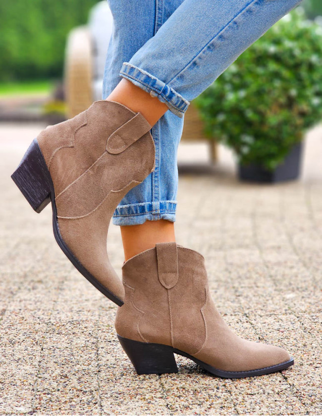 Jasno-Brązowe Botki Kowbojki Ze Skóry Naturalnej Calzare