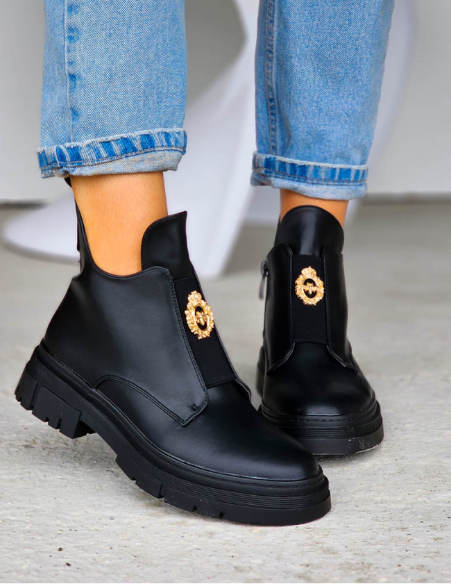 Klasyczne Botki Ze Skóry Na Grubej Podeszwie Bellotto