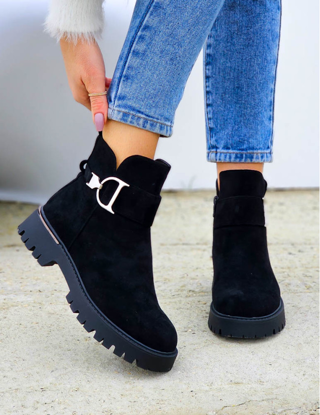 Klasyczne Zamszowe Botki Na Platformie Meggy