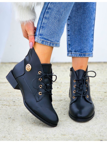 Krótkie Sznurowane Botki Ze Skóry Inez Krótkie Sznurowane Botki Ze Skóry Inez