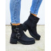 Czarne Botki Workery Na Grubej Podeszwie Military 
