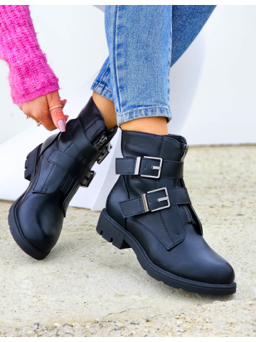 Czarne Workery Na Grubej Podeszwie Modivs