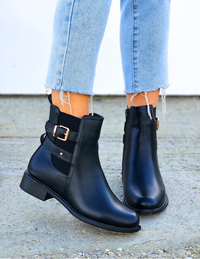 Klasyczne Skórzane Botki z Wyższą Cholewką Ocieplane Vicky