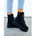 Czarne Zamszowe Sznurowe  Botki Na Platformie DB