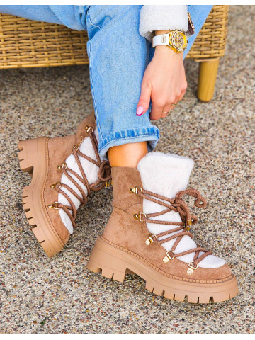 Zimowe Botki Damskie z Kożuszkiem Śniegowce Snows