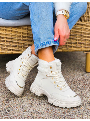 Sportowe Zimowe Botki Damskie Śniegowce Tarex Beige