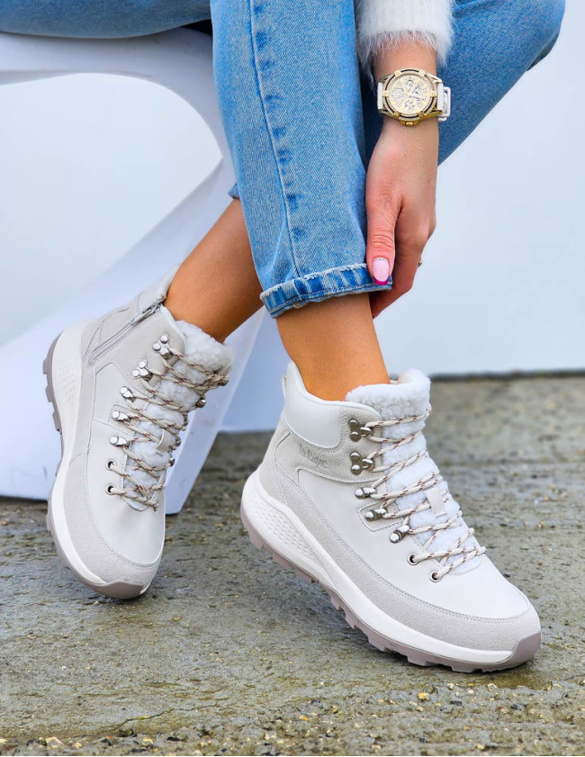 Sportowe Buty Zimowe Trapery Ocieplane Lee Cooper Beige