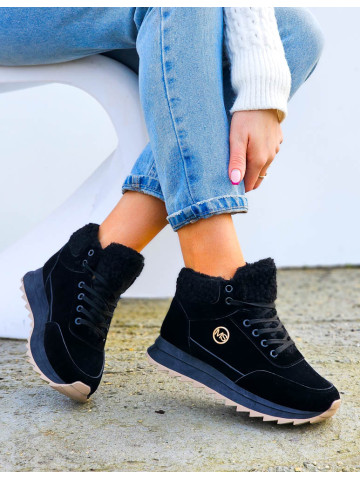 Sportowe Buty Zimowe Trapery Ocieplane Miss Black