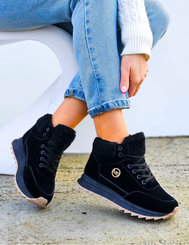 Sportowe Buty Zimowe Trapery Ocieplane Miss Black