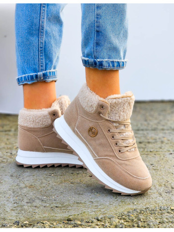 Sportowe Buty Zimowe Trapery Ocieplane Miss Beige