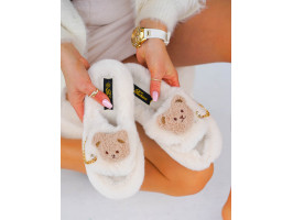 Klapki Kapcie Po Domu z Futerkiem Teddy Beżowe