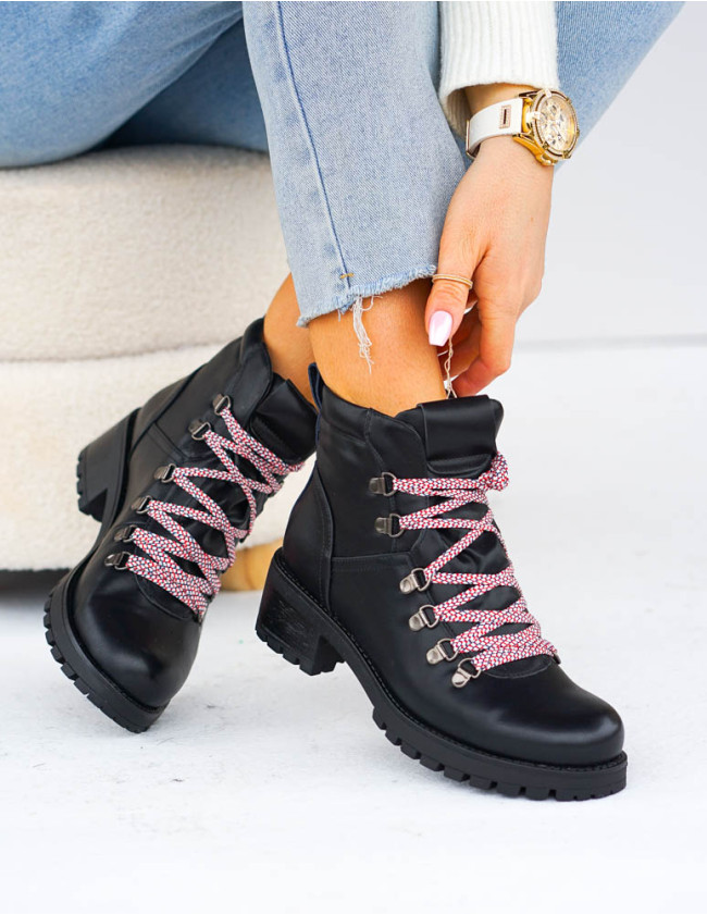 Ocieplane Trapery Damskie Botki Sznorowane Trevor