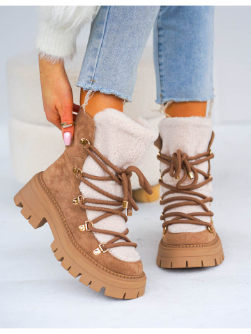 Śniegowce Zimowe Botki Damskie z Kożuszkiem Freezing