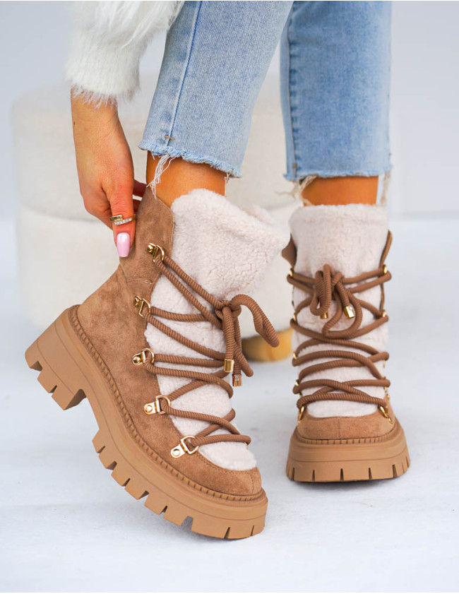 Śniegowce Zimowe Botki Damskie z Kożuszkiem Freezing