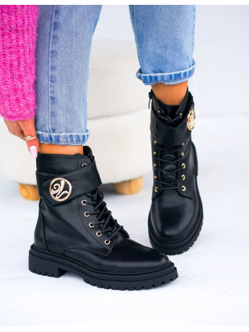 Botki Damskie Buty Zimowe Ocieplane Oficerki Ze Skóry Noel