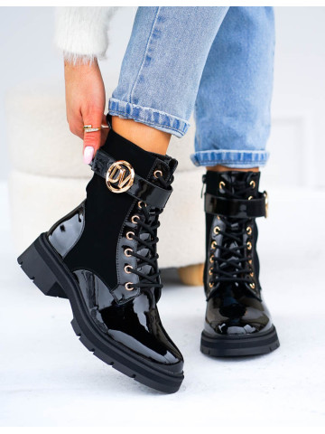 Botki Damskie Buty Zimowe Ocieplane Oficerki Davine