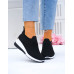 Czarne Buty Sportowe Damskie Elastyczne Na Koturnie