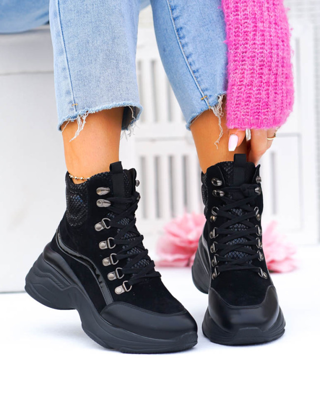 Sportowe Zimowe Ocieplane Botki Na Platformie