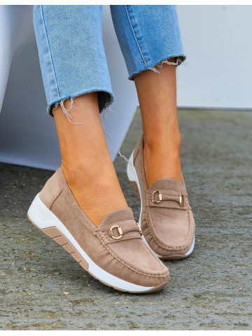 Sportowe Mieciutkie Mokasyny Półbuty Beżowe Aliss