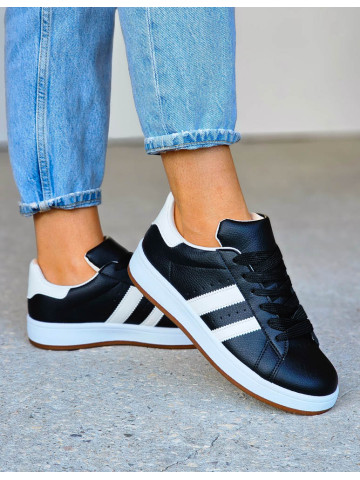 Czarno-Białe Skórzane Buty Sportowe Campers
