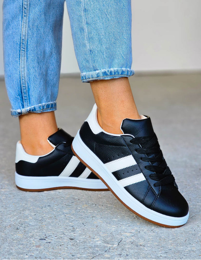 Czarno-Białe Skórzane Buty Sportowe Campers