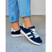 Granatowo-Białe Zamszowe Buty Sportowe Campers