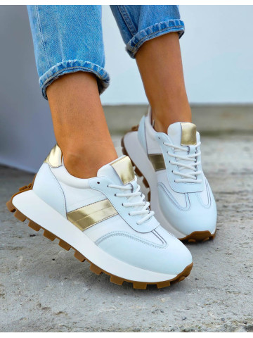 Premium Białe Sneakersy Ze Skóry Goodin