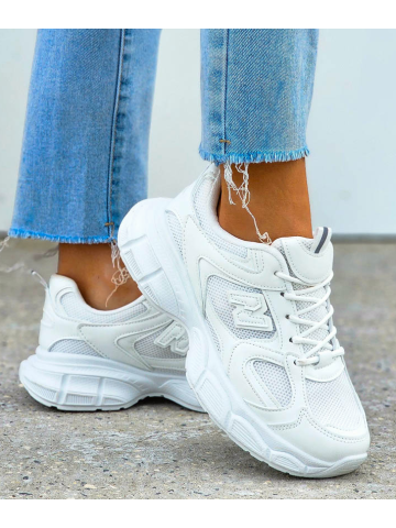 Białe Buty Sportowe Damskie Sneakersy Na Platformie New Lances