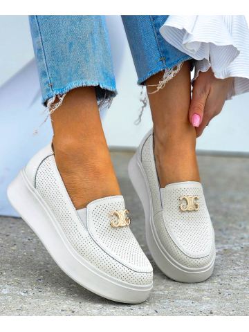 Premium Skórzane Półbuty Slip On Na Grubej Podeszwie