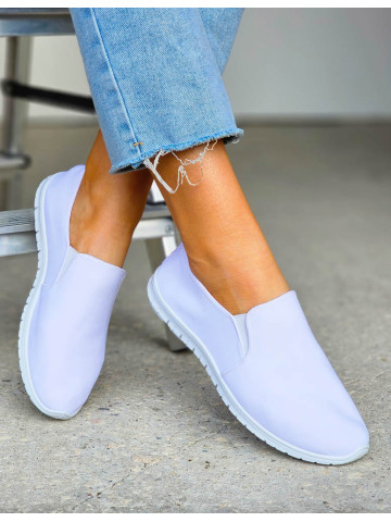 Białe Elastyczne Trampki Tenisówki z Lycry z Gumką My