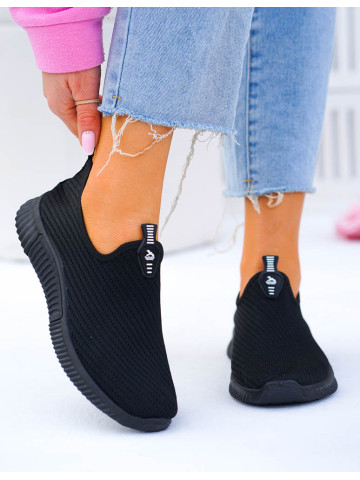 Lekkie Czarne Buty Sportowe Damskie Wciągane Manilas