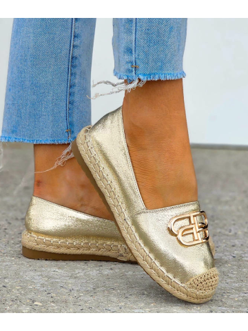 Złote Espadryle Na Plecionej Podeszwie Sawes