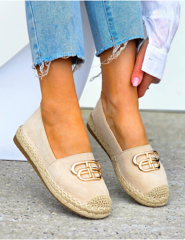 Beżowe Espadryle Na Plecionej Podeszwie Sawes