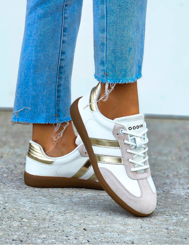 Premium Buty Sportowe Ze Skóry Naturalnej Sambies Białe