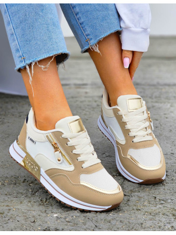 Beżowe Buty Sportowe Sneakersy Compre