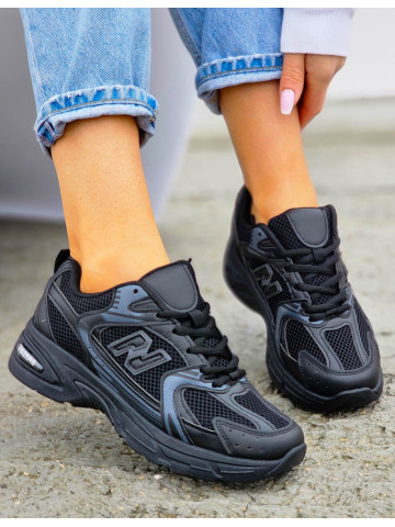 Czarne Sneakersy Buty Sportowe Na Platformie New Belance