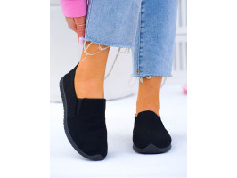 Czarne Elastyczne Trampki Tenisówki z Gumką z Lycry