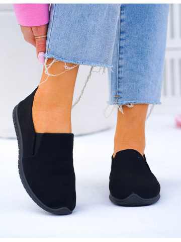 Czarne Elastyczne Trampki Tenisówki z Gumką z Lycry