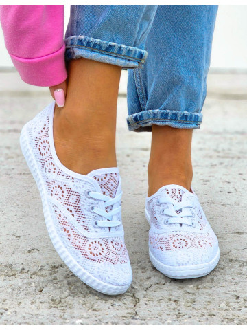 Białe Koronkowe Trampki Tenisówki Sznurowane Collection