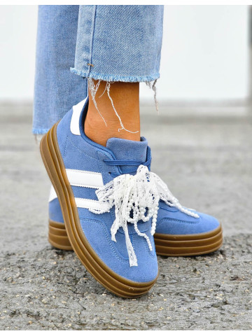 Niebieskie Buty Sportowe Na Grubej Podeszwie Adi Sambaa