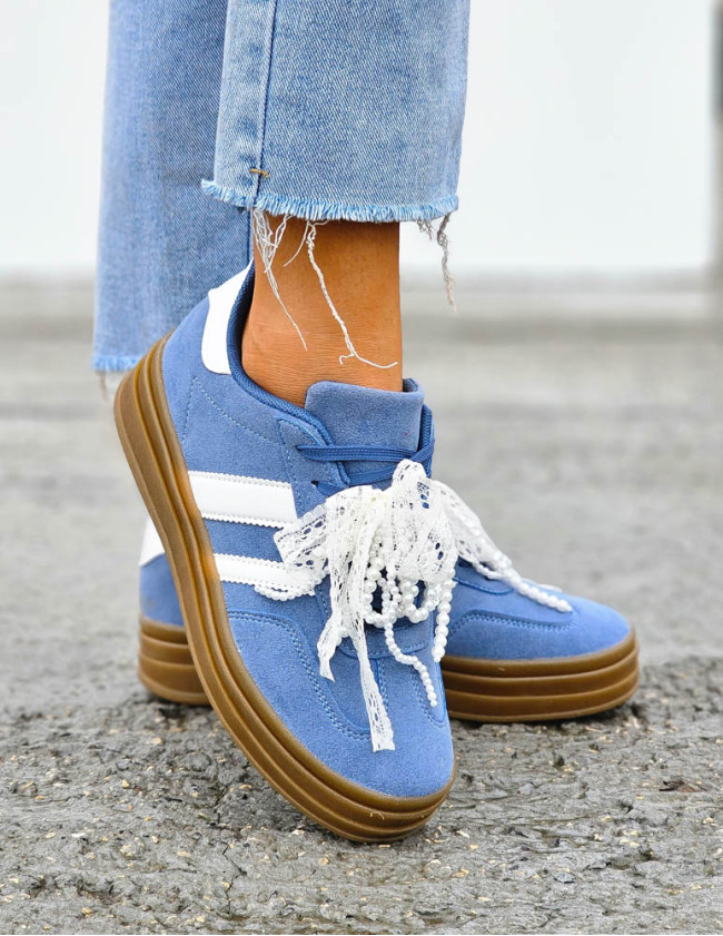 Niebieskie Buty Sportowe Na Grubej Podeszwie Adi Sambaa