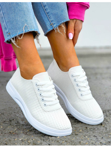 Białe Buty Sportowe Trampki Tenisówki Ze Skóry MyFit