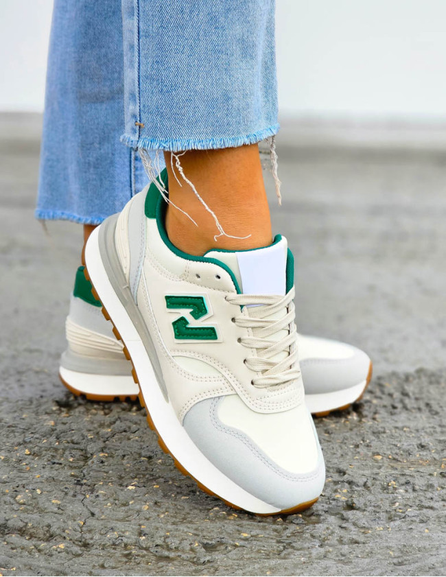 Beżowo-Zielone Buty Sportowe Damskie New Blanced NN