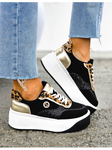 Czarne Eleganckie Sneakersy Na Grubej Podeszwie Next