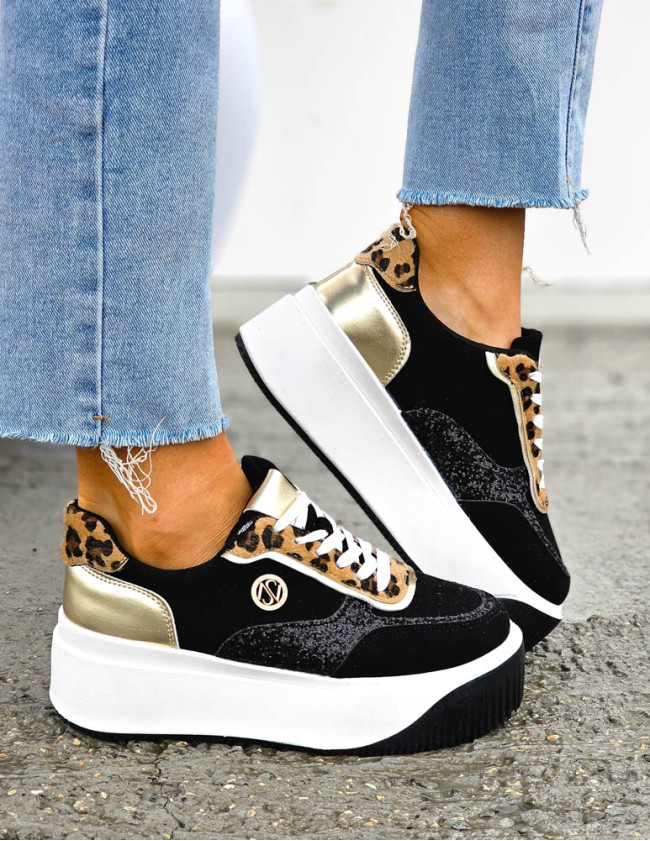 Czarne Eleganckie Sneakersy Na Grubej Podeszwie Next