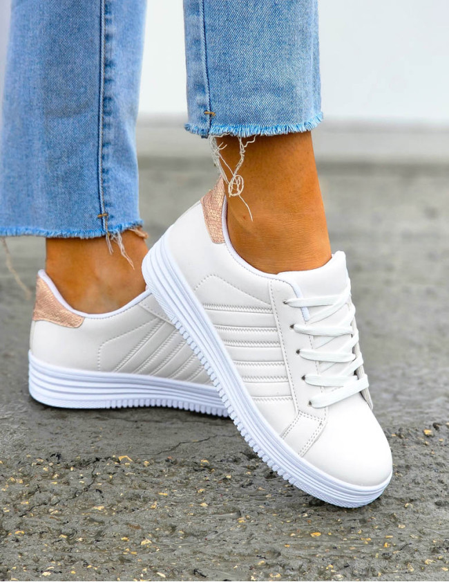 Białe Buty Sportowe Damskie Na Koturnie Ness