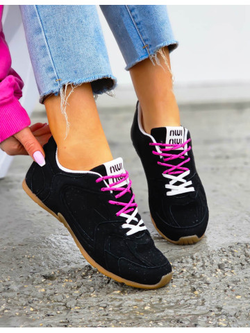 Czarne Sneakersy New Blanc Miumiu