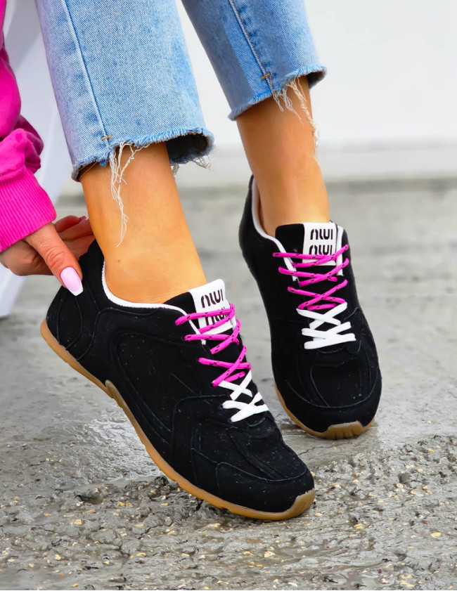 Czarne Sneakersy New Blanc Miumiu