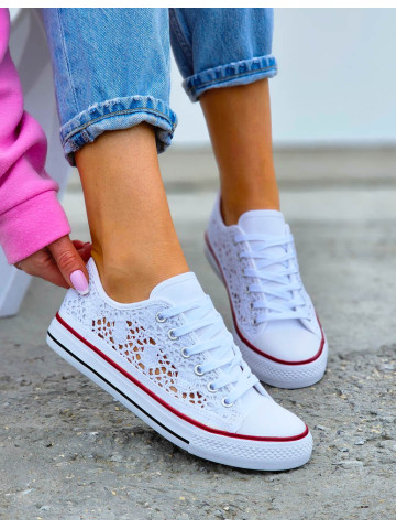 Białe Koronkowe Trampki Tenisówki Viva