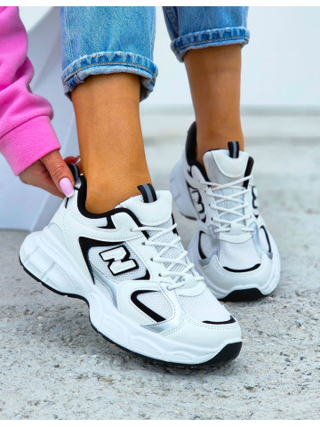 Białe Buty Sportowe Damskie Sneakersy Na Platformie NN